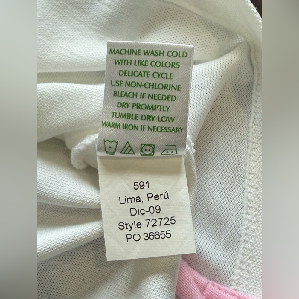 Lilly Pulitzer Resort White Pima Cotton EUC Polo Shirt SHORT Sleeve Size Small - Picture 3 of 7